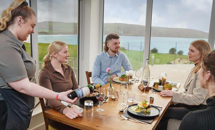 Dining in the Carreg Restaurant with sea views